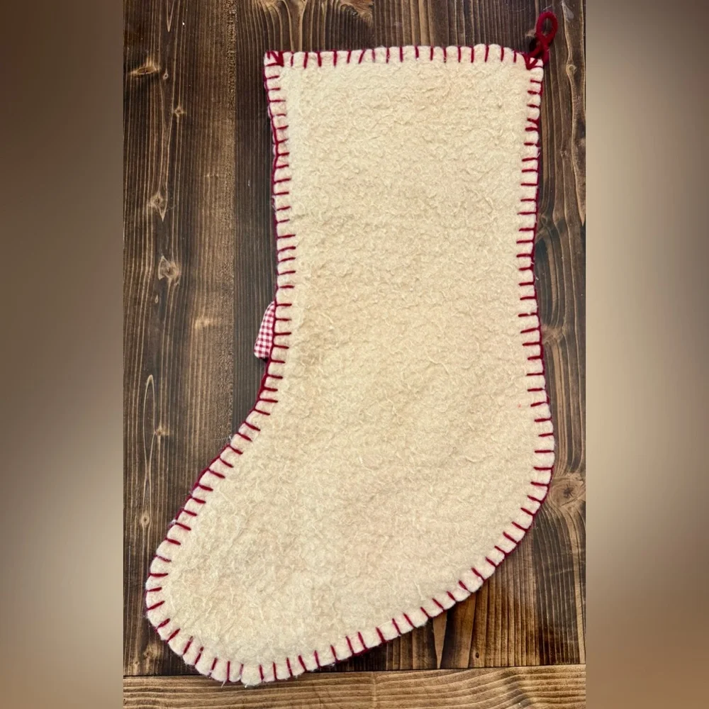 Primitive Christmas Stocking‎ with Santa Design